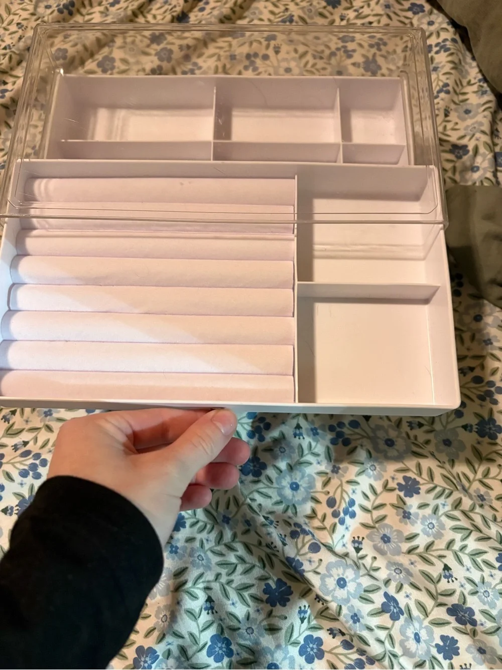 White Acrylic Jewelry Organizer Box with Clear Lid